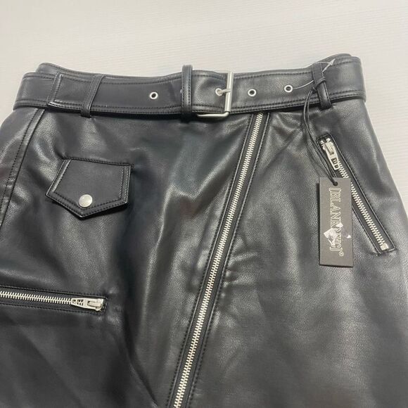 NWT Blank NYC Black Faux Leather Moto Skirt Size 27 New - Picture 2 of 11